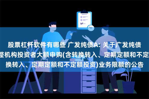 股票杠杆软件有哪些 广发纯债A: 关于广发纯债债券型证券投资基金调整机构投资者大额申购(含转换转入、定期定额和不定额投资)业务限额的公告