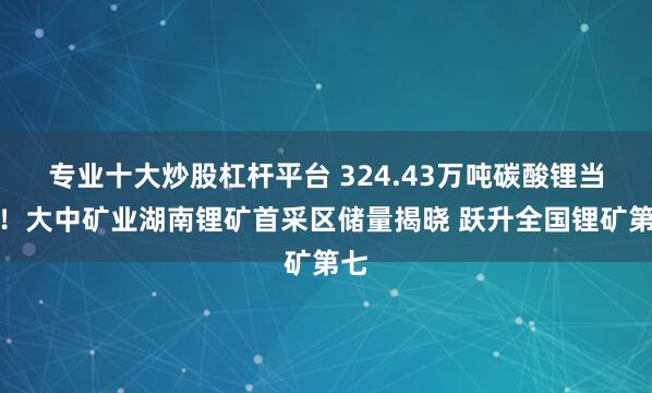 专业十大炒股杠杆平台 324.43万吨碳酸锂当量！大中矿业湖南锂矿首采区储量揭晓 跃升全国锂矿第七