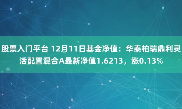 股票入门平台 12月11日基金净值：华泰柏瑞鼎利灵活配置混合A最新净值1.6213，涨0.13%