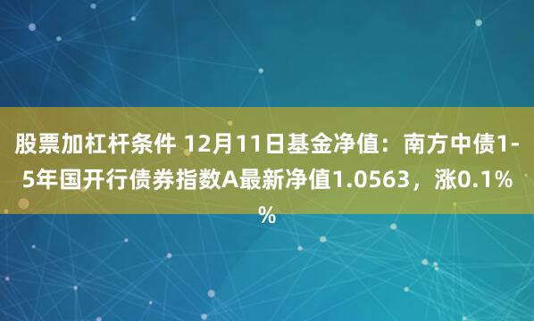 股票加杠杆条件 12月11日基金净值：南方中债1-5年国开行债券指数A最新净值1.0563，涨0.1%