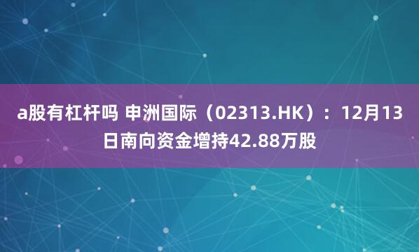 a股有杠杆吗 申洲国际（02313.HK）：12月13日南向资金增持42.88万股