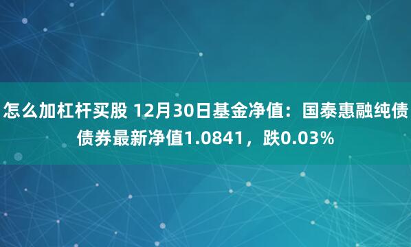 怎么加杠杆买股 12月30日基金净值：国泰惠融纯债债券最新净值1.0841，跌0.03%