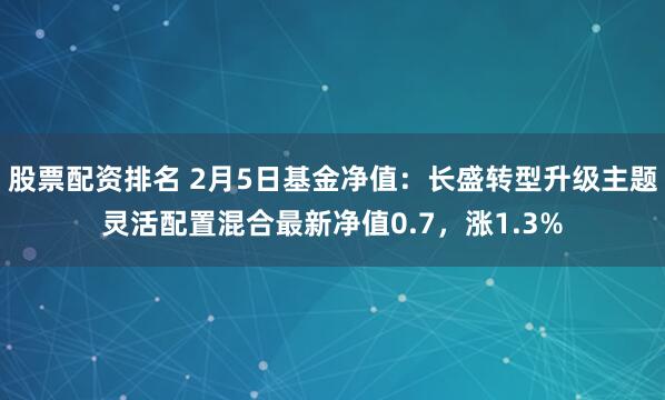 股票配资排名 2月5日基金净值：长盛转型升级主题灵活配置混合最新净值0.7，涨1.3%