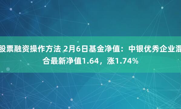 股票融资操作方法 2月6日基金净值：中银优秀企业混合最新净值1.64，涨1.74%